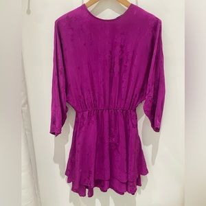 ZARA - Mini Dress Satin Effect Jacquard Size S Purple Pink Color